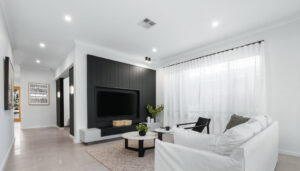 LED downlights throughout new home living area